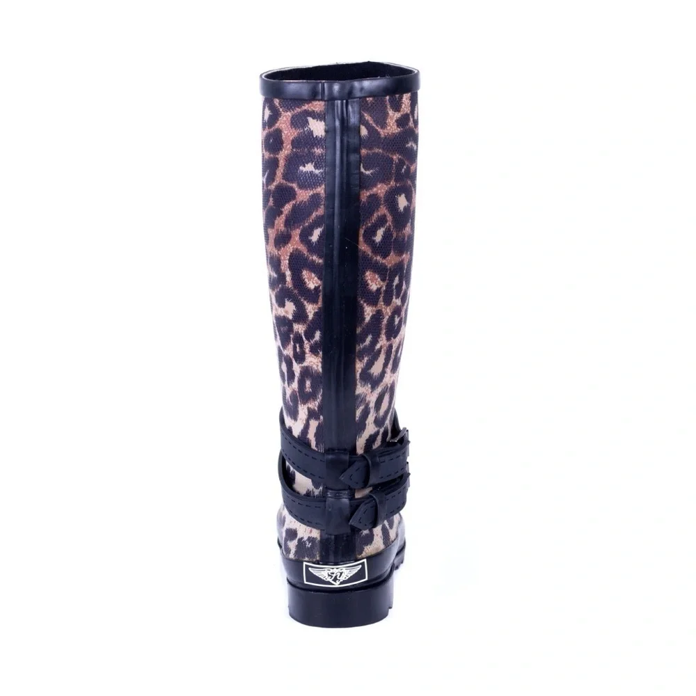 Women Rubber Rain Boots, Leopard Print Rainboots, NEW